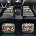 thumbnail image 2 of Renewold American Tribal Highland Cow Daisy Brown Teal Car Floor Mats All Weather Car Carpets Set of 4, Non-Skid Auto Rugs Universal Fit Car Floor Carpet for Most Cars Truck Sedan SUV, 2 of 7