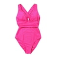 thumbnail image 4 of MSJUHEG Tie Side,Womens Bathing Suits,One Piece Swimsuits,Plus Size Swimsuit for Women,Ribbed One Piece Swimsuits for Women,Ruched Monokinis,High Waist Bathing Suit Hot Pink L, 4 of 4