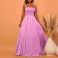 thumbnail image 2 of DHFJKG Women's Summer Dress Smocked Cami Spaghetti Strap A Line Maxi Dress Fashion Beach Vacation Clothes Cozy Dresses, 2 of 6