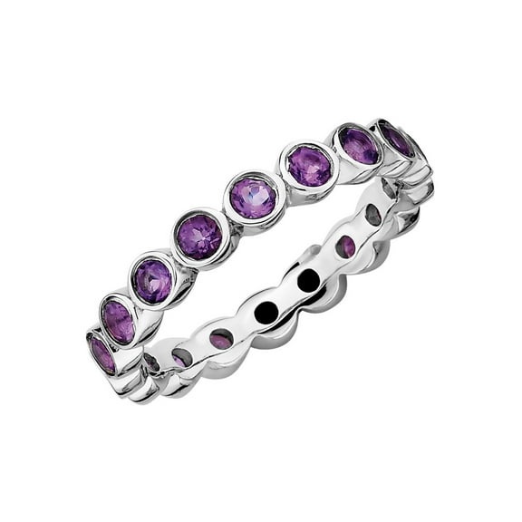 Purple Amethyst Ring Band 1.20 Carat (Ctw) in Sterling Silver