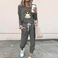 thumbnail image 2 of VBTAPA Happy Halloween Sweatsuit for Women 2 Piece Sets Cute Ghost Print Pullover Sweatshirt and Drawstring Elastic Waist Jogging Sweatpants Matching Outfits Gray XXL, 2 of 5