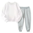 thumbnail image 2 of Fjofpr Girls 2 Piece Outfit Size 6 Toddler Kids Boys Girls Candy Color Solid Color Thickening Warm Leggings Casual Kids Sports Pants Hoodies Set White 6 Years, 2 of 7