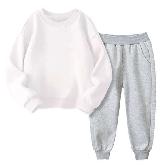Lenpel Toddler Girls Boys' Sweatsuits Long Sleeve Crew Neck Fleece Lined Sweatshirts Joggers Fall Winter Clothes Set