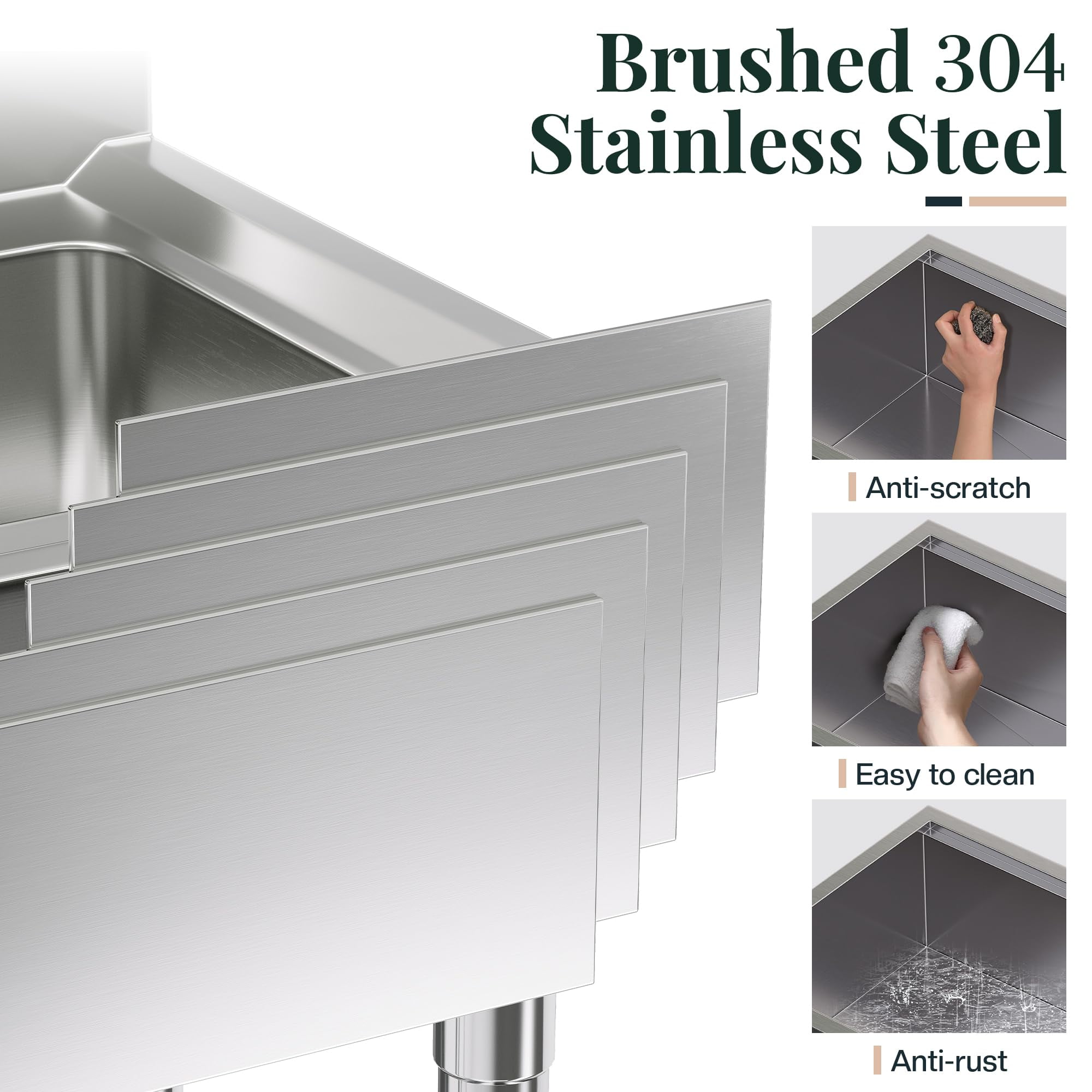 Jocisland 31.5" Undermount Kitchen Sink Workstation, 16 Gauge 304 Stainless Steel Single Bowl Sink with Cutting Board, Drying Rack and Drain Assembly