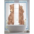 thumbnail image 5 of Brown Bears Sheer Curtains 2 Panels Set Yellow Flower Bee Blue Border Striped Animal Sheer Window Curtains Light Filtering Rod Pocket Voile Drapes for Bedroom Living Room 52"X96", 5 of 9