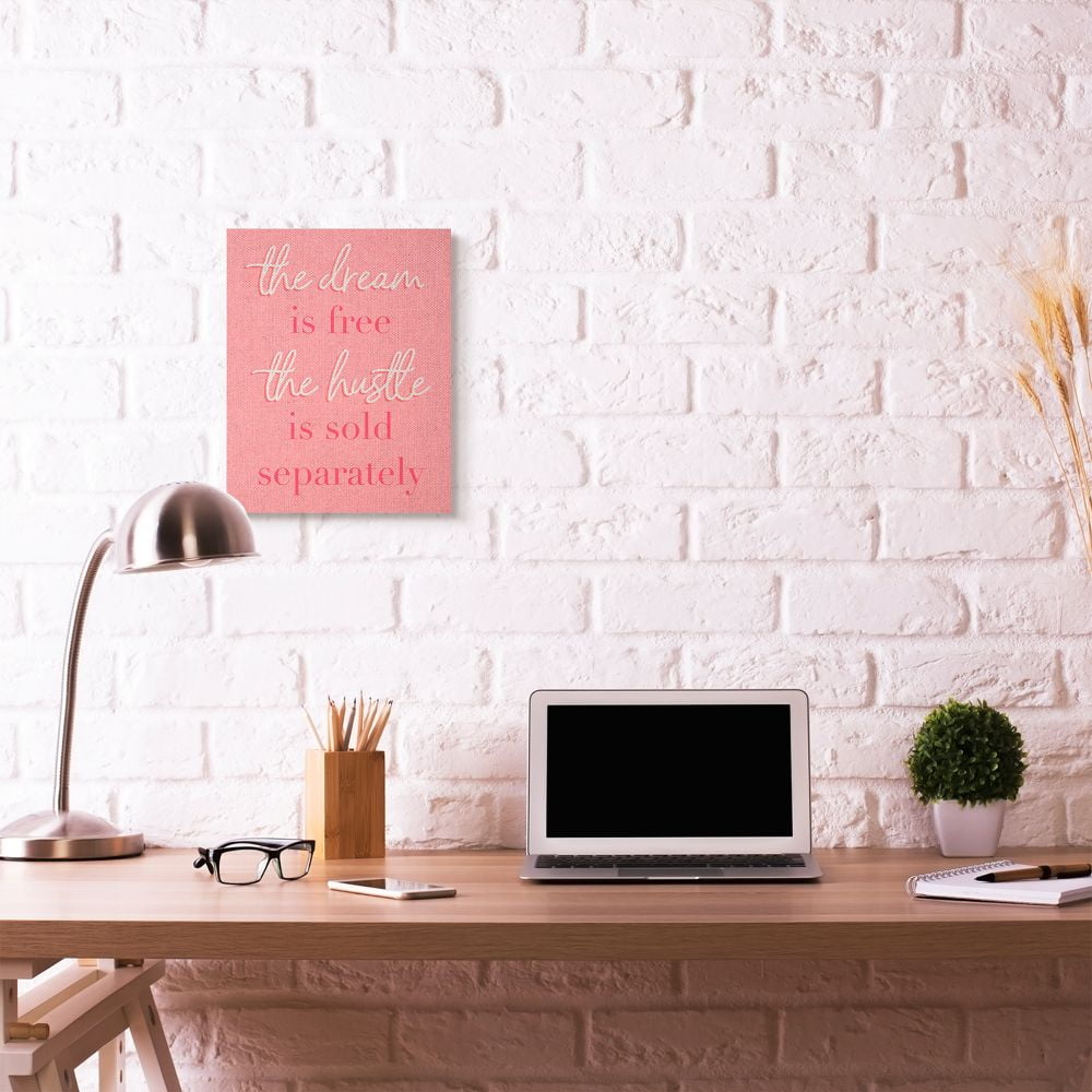 Stupell Industries The Dream Is Free Fashion Modern Pink Textured Word Design Canvas Wall Art by Daphne Polselli