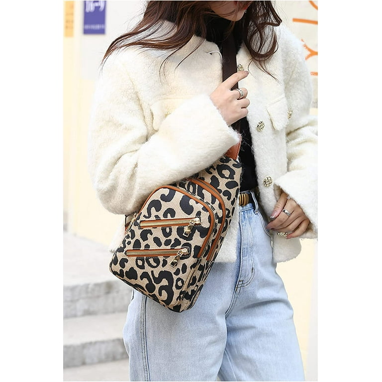 Leopard store backpack purse