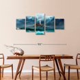 thumbnail image 3 of Elephant Stock Stormy Sea Lighthouse Wall Art - Horizontal Multi Panel Canvas - Living Room Wall Decor - Nautical Multi Panel - Gray And Turquoise Decor - 80" x 36", 3 of 8