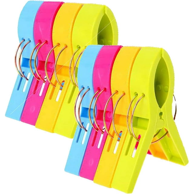 Strandhandduksklipp Vindtät Klämma för Handduk, Täcken, Filt, Kläder, Strandhandduk, Bordsdukar, Klädnypor i Plast (8-pack)