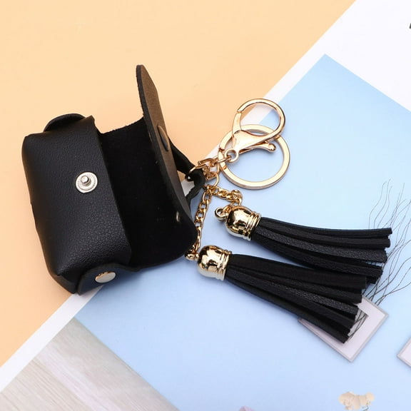 WHAMVOX 1pc Leather Wireless Earphone Protective Case Earphone Shell Cover Compatible for AirPods Pro 3 (Cover   Tassel Black)