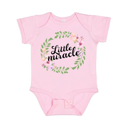 

Inktastic Little Miracle with Textured Floral Circle Gift Baby Boy or Baby Girl Bodysuit