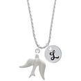 thumbnail image 1 of Delight Jewelry Silvertone 3-D Dove Silvertone Script Initial Disc - L - Charm Necklace, 20"+3", 1 of 4