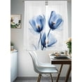 thumbnail image 4 of Abstract Ray Tulip Sheer Curtains for Living Room Bedroom, Light-filtering Sheer Curtain, Transparent Blue Flower Rod Pocket Voile Window Treatment Drapes, 52’’Wx63’’L, 2 Panels Set, 4 of 7