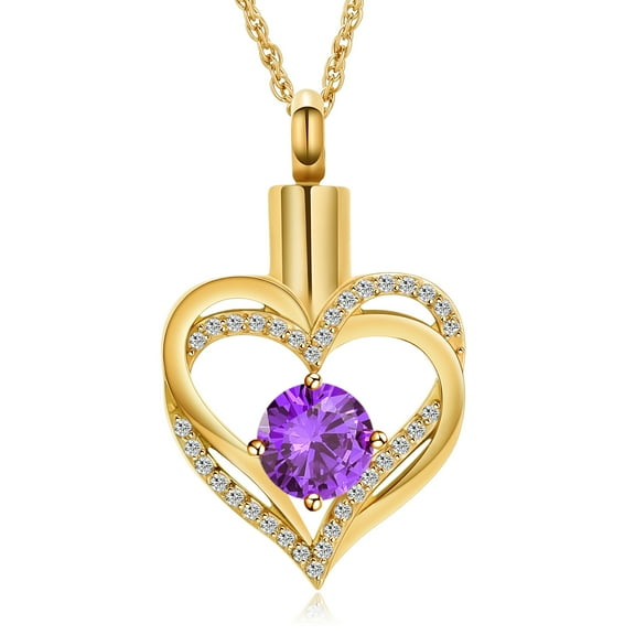 Crystal Cremation Urn Necklace for Ashes Birthstone Urn Keepsake Cremation Jewelry for Human Ashes Stainless Steel Memorial Urn Pendant