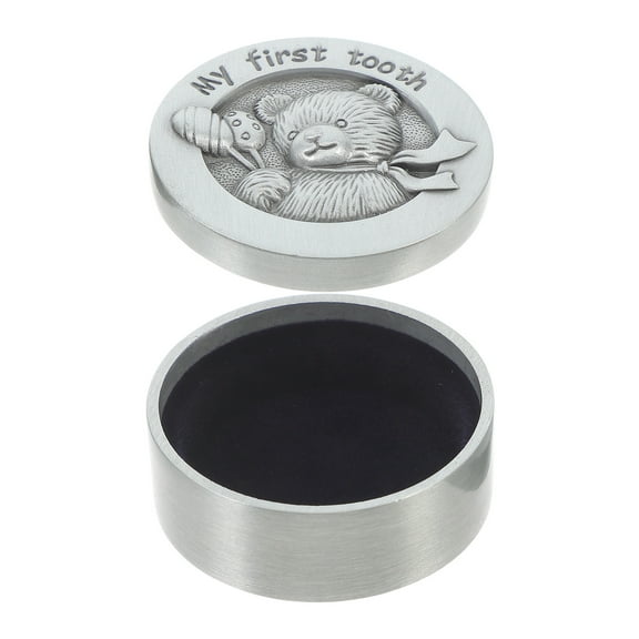 WRITWAA Silver Alloy Baby First Tooth Keepsake Box Storage Container for Cherished Childhood Memories 3.2 x 3.2 x 1.8 inches