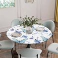 thumbnail image 5 of Blue Butterfly Flower Round Tablecloth for 36-44 Inch Tables,Fitted Table Cover with Elastic Edge,Botanical Watercolor Floral Leaf Waterproof Outdoor Table Cloth Protector for Patio Garden Dinner, 5 of 9