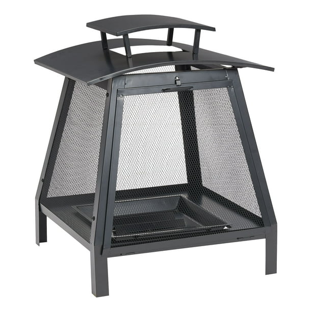 Mainstays 22Inch Square Steel Wood Burning Outdoor Fireplace Walmart