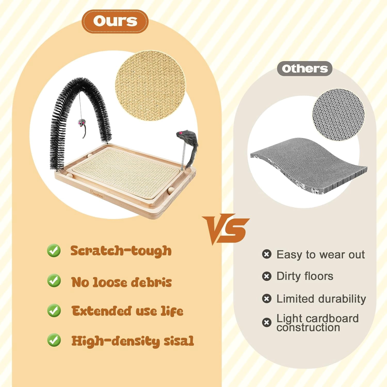 Pawaboo Sisal Cat Scratcher Toy, 16.93"×12.99"×12.20" Cat Scratcher Toy with Ball Track, Wooden Interactive Toys for Indoor Cats Scratch Pad, Cats Chasing Hunting Physical Exercise Toys