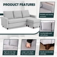 thumbnail image 4 of Hofitlead Convertible Sectional Sofa Couch, 3 Seat L Shaped Sofa with High Armrest ,Linen Fabric Light Gray, 4 of 8