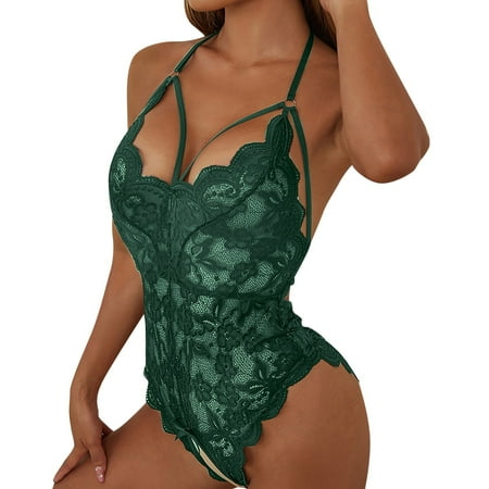 

iOPQO Intimates underwear women Women Fashion Lingerie Roleplay Lingerie y Women Costumes Red Plaid Lace Lingerie Green L
