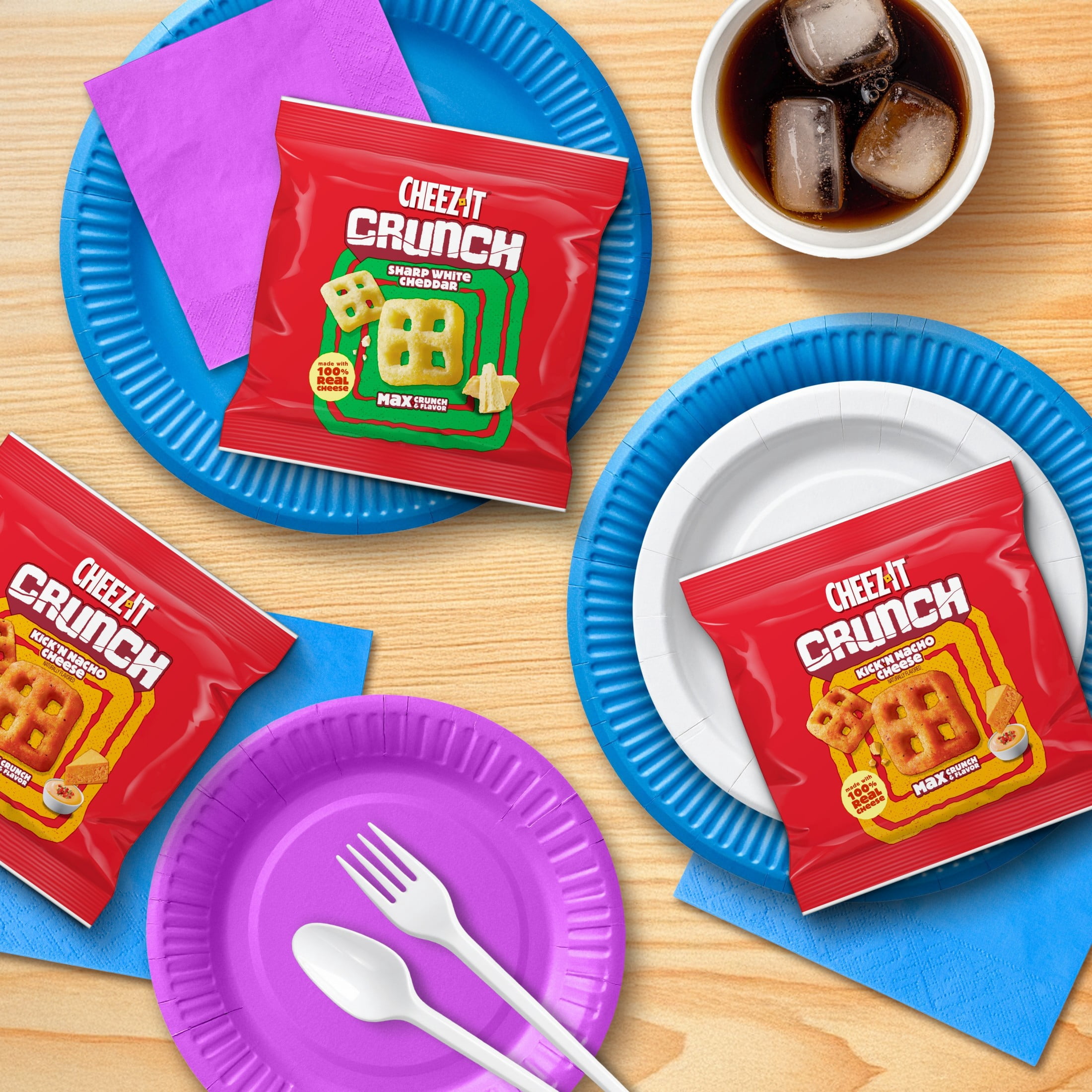 (4 pack) Cheez-It Crunch Variety Pack Cheesy Baked Snacks, Lunch Snacks, 10 Count