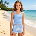 thumbnail image 2 of SGMVNU Girl Two Piece Swimsuit Tankini Set with Boyshorts Bathing Suit Girls' Padded Swimwear for Summer Beach, Size 11-12 Years, cl1-Light Blue, 2 of 5