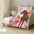 thumbnail image 2 of nygtbtfer Horse Blanket Gift for Girls Women Cute Animal Horses Throw Blankets Flowers Flannel Stuff Soft Lightweight Plush Pink Blanket for Horse Lovers Decor Bed Sofa  50x60in, 2 of 6