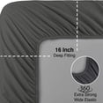 thumbnail image 3 of Flannel Fitted Bottom Sheet 100 Percent Cotton Double Brushed Flannel -170 GSM Heavyweight, Deep Pockets & All Around Elastic Graphite Grey - Queen, 3 of 5