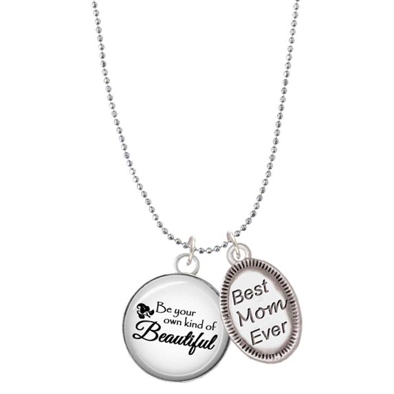 Delight Jewelry Domed Be Your Own Beautiful Best Mom Ever Charm Necklace