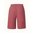 thumbnail image 5 of Women Lightweigh Shorts Drawstring Pull-on Wide Leg Straight Casual Short Pants Bermuda Shorts For Women Knee Length Wide Leg Summer Short Summer Beach Vacation Outfit Red XL, 5 of 7