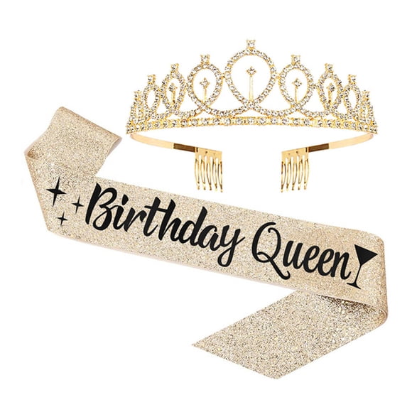 1 Ensemble de Couronne d'Anniversaire Créative Écharpe de Reine Fournitures de Fête d'Anniversaire