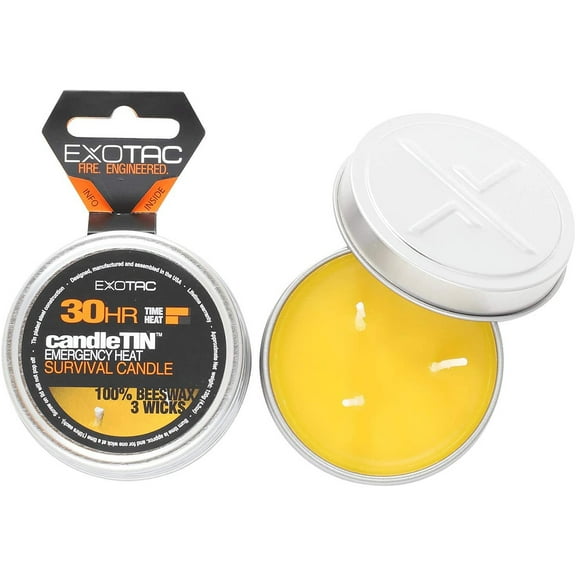 EXOTAC-CandleTIN Large Slow Burn Beeswax Survival Candle for Emergency Kits