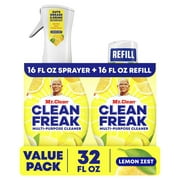 Mr. Clean Clean Freak Multi-Surface Spray, 1 Starter Kit, 1 Refill, Lemon Zest, 32 fl oz