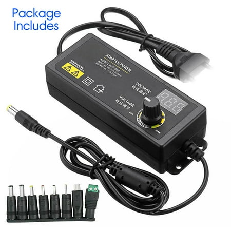 

3V-24V 2.5A 60W Adjustable DC Power Supply Adapter Control Volt Display 8 Plugs