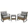 thumbnail image 6 of Syngar 3 Piece Patio Rocking Furniture Set, Rocking Bistro Set with Coffee Table, All Weather Wicker Conversation Chairs with Gray Cushions, Outdoor Furniture Set for Backyard, Poolside, Garden, D8012, 6 of 10
