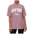 thumbnail image 1 of Camiseta estampada de cuello redondo y hombros caídos para mujer: camiseta informal con diseño gráfico, diseño de transferencia térmica, fácil de combinar con vaqueros, 1 of 5
