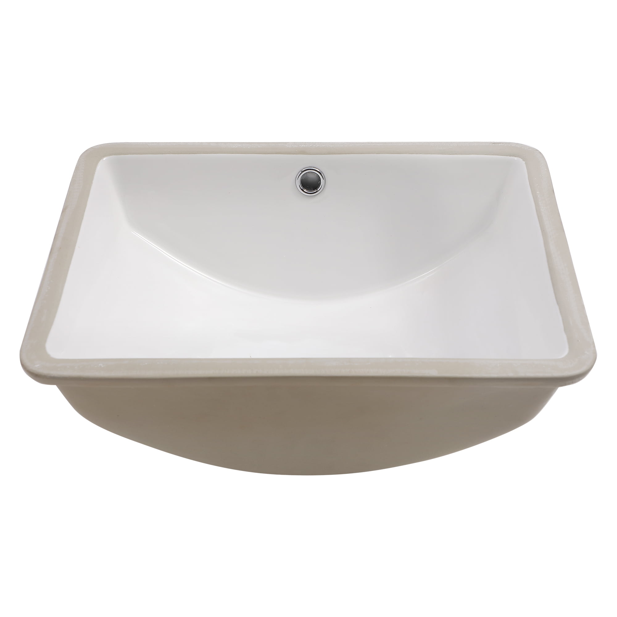 18.5"x14" White Ceramic Rectangular Undermount Bathroom Sink with Overflow
