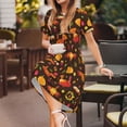 thumbnail image 3 of Easygdp Thanksgiving Turkey para Vestido Transpirable de Mujer, Vestido Suelto de Manga Corta con Pliegues y Bolsillos para el Verano, 3 of 6