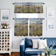 thumbnail image 2 of Oil Painting Wildflower Kitchen Curtains Valances and Tiers Set of 3 Country Grassland Flower Plant Tier Curtains and Valance with Rod Pocket for Small Windows, 27.5"x24", 2 of 9