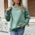 thumbnail image 5 of IROINNID Reduced Polyester Long Sleeve T Shirt for Women Cotton Shirts for Women Daily New Bottom Split Fleece Round Neck Pullover With Plush And Thickened Sweater,Green, 5 of 8
