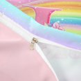 thumbnail image 4 of Erosebridal Girls Unicorn Rainbow Print Queen Duvet Cover Set,Colorful Glitter Print Monogrammed J Bedding For Kids,Reversible Pink 3-Piece,No Comforter, 4 of 6