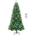 thumbnail image 1 of DORTALA Pre-lit Christmas Tree, 8 FT Artificial Xmas Tree with Remote Control, 600 Color-Changing LED Lights, 1605 Branch Tips, 9 Lighting Modes, Folding Metal Stand, Green, 1 of 7