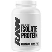 Raw Nutrition Grass Fed Whey Isolate Protein, Cookies and Cream, 1.98 lbs (900 g)