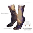thumbnail image 4 of KLL Purple Flower Lazy Cat Print Womens Crew Socks Athletic Middle Tube Long Socks Novelty Socks Gifts For Men, 4 of 7