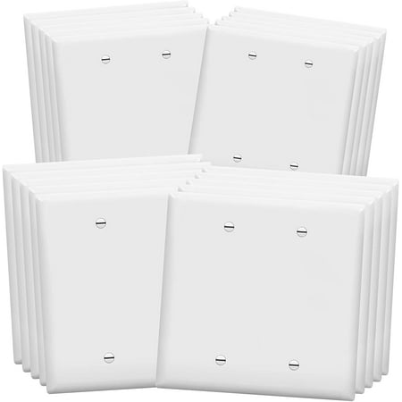 ENERLITES Blank Device Wall Plate Midway Size 2-Gang Unbreakable Polycarbonate Thermoplastic Glossy Finish White 20 Pack