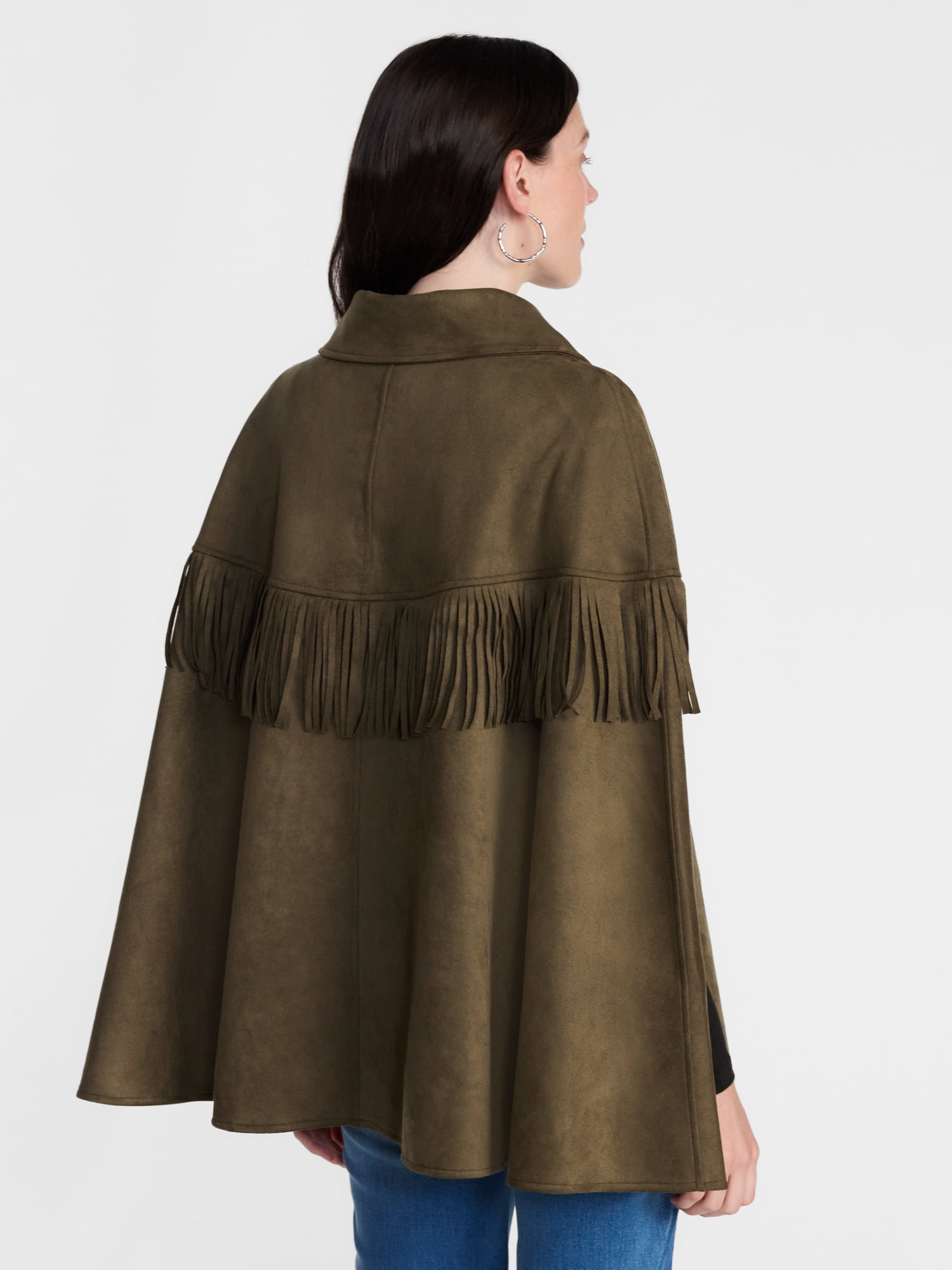 Scenario Women's Faux Suede Fringe Cape