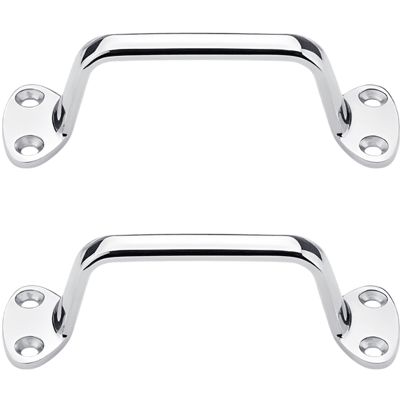 2 Pcs 316 Stainless Steel Boat Grab Handle, 5.8 x 1.7 in / 14.8 x 4.4 cm Marine Yacht Accessories, Corrosion Resistant Deck Handrail, Mirror Polished Oval Grip, Effortless Lift Design for Boats,