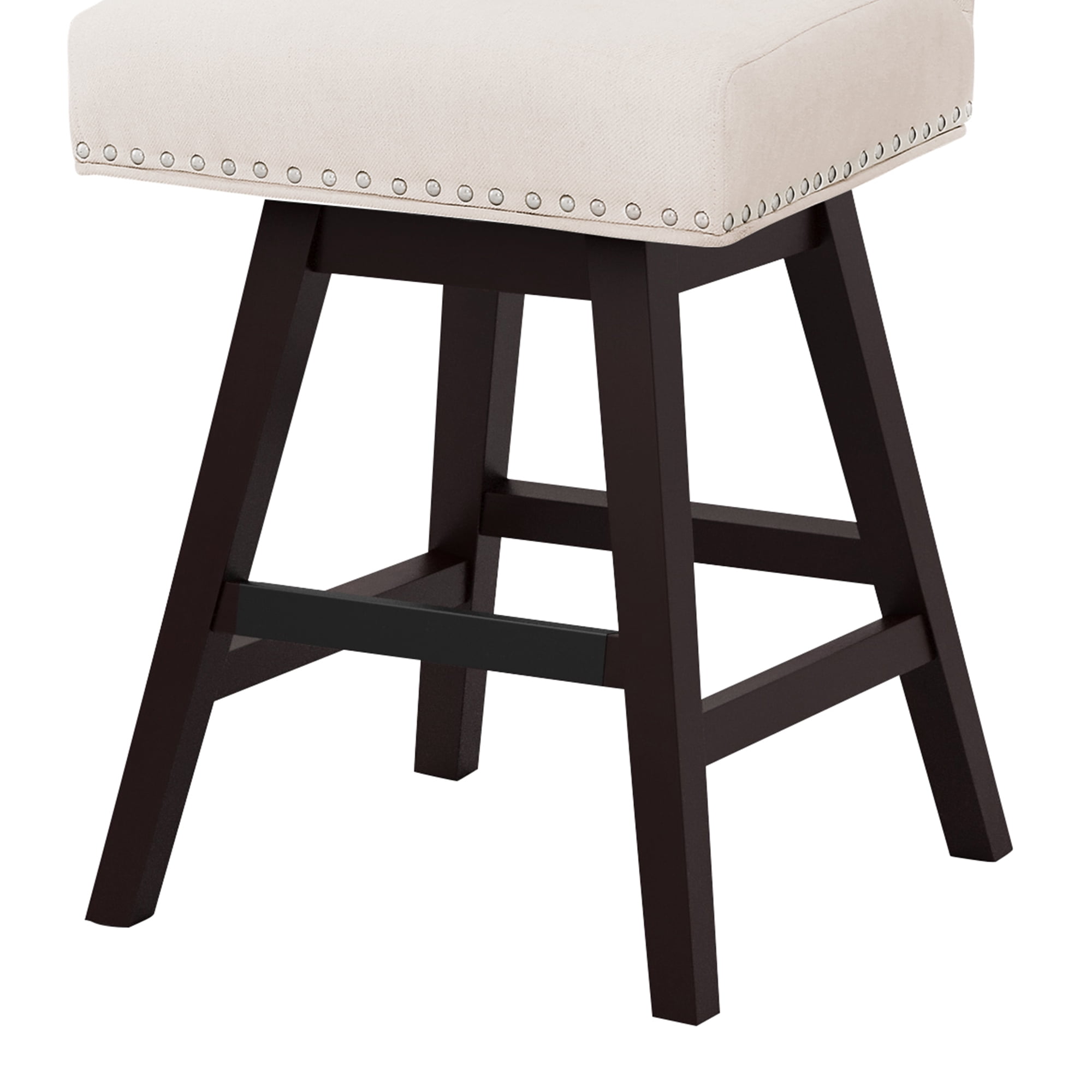 Dycanpo 26'' Swivel Bar Stools Set of 4, Upholstered Barstool with Footrest for Kitchen,Beige-Fabric