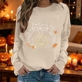 thumbnail image 2 of Gunia Plus Size Pumpkin Halloween Sweatshirt For Women Cat Graphic Sweatshirt Round Neck Long Sleeve Pullover Tops Casual Fall Fashion Trendy Clothes Beige S-3Xl, 2 of 6