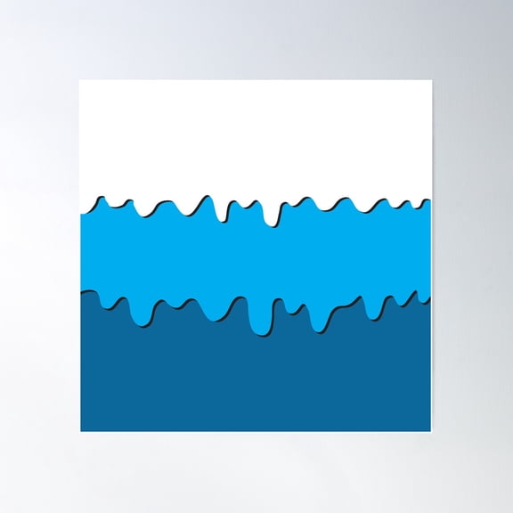 Ocean Blue Dripping Pattern Poster Wall Art, Modern Wall Decor For Living Room Bedroom, 24x24 UNFRAMED